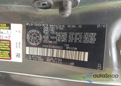 2011 Toyota Sienna V6 7 Passenger z USA, uszkodzony, nr VIN 5TDZK3DCXBS059225